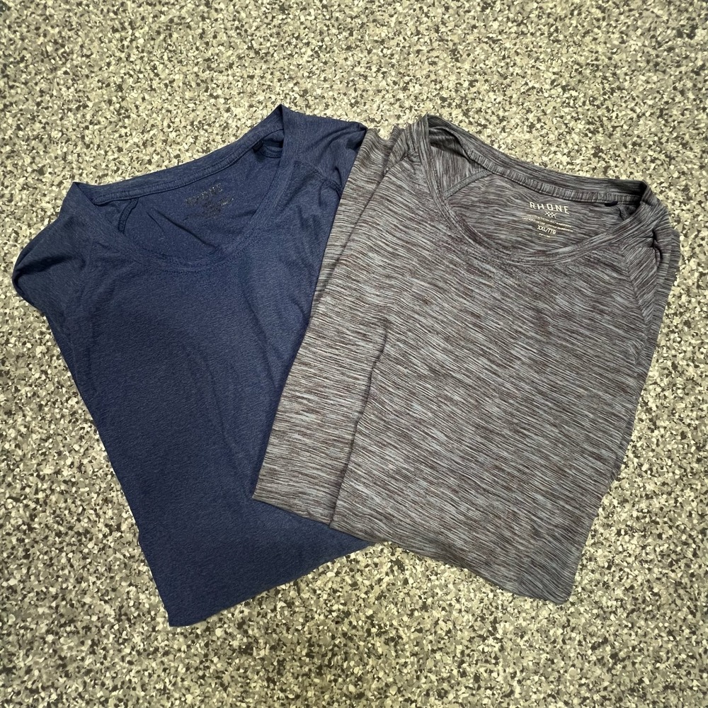 Rhone Reign Training Shirt Mens XXL Blue Gray Heathered Lot of 2 Performance Tee